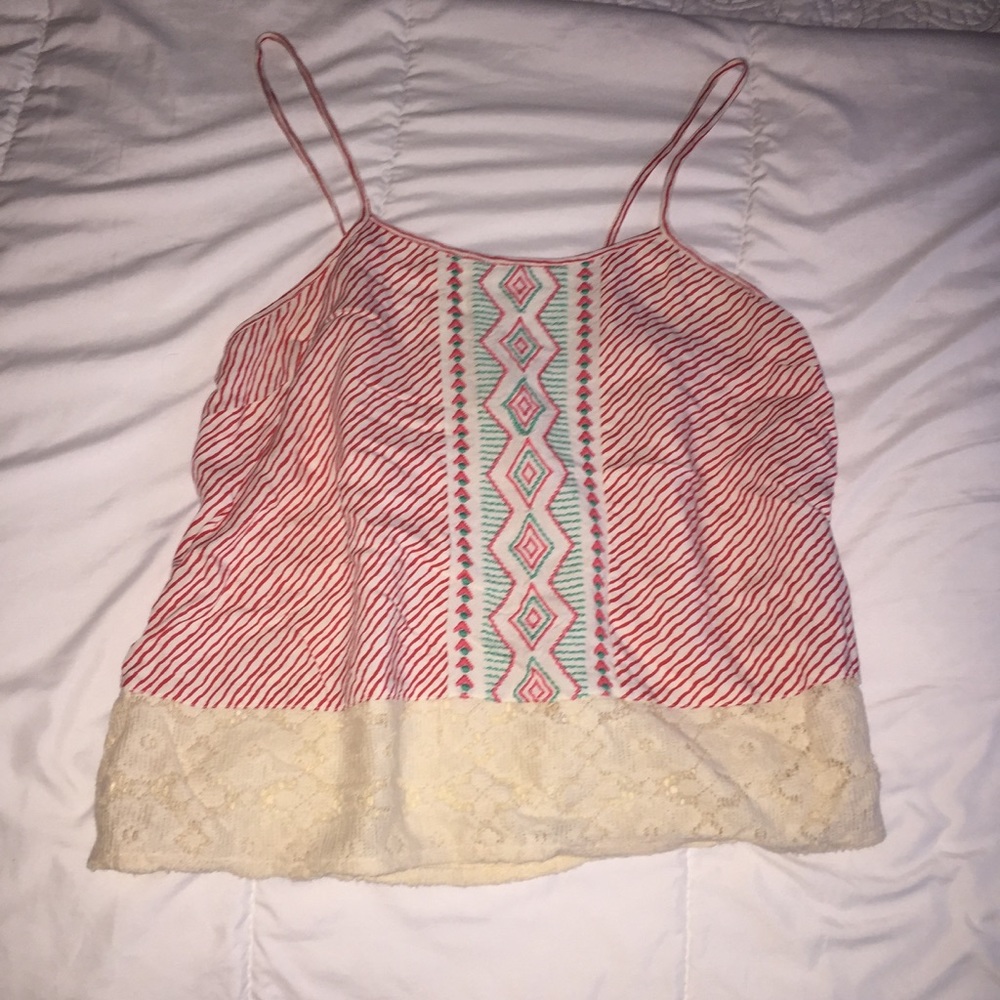 Coral, white & green top!